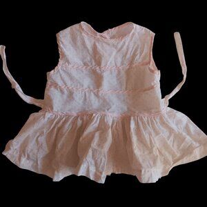 Vintage 1T 18m Baby Girls Dress Pink Polka Dot 1950's Sleeveless Ruffle Hem 1of1
